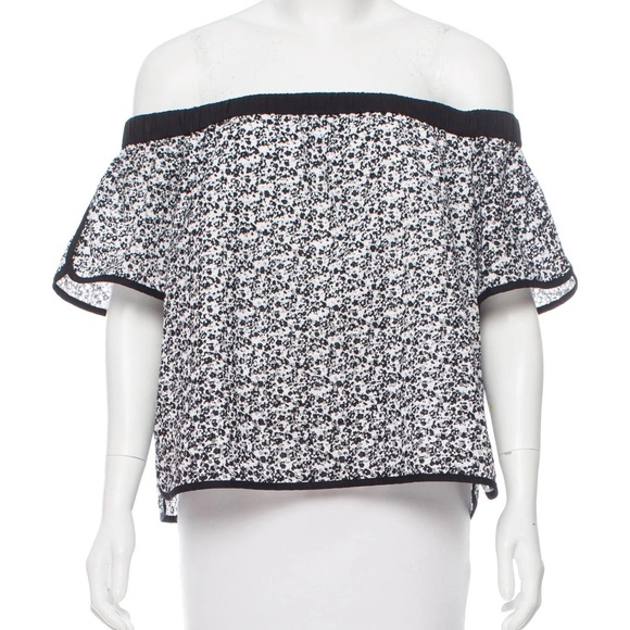 Rag & Bone Top Cotton Off-the-Shoulder Black and White Eyelet - Picture 1 of 10